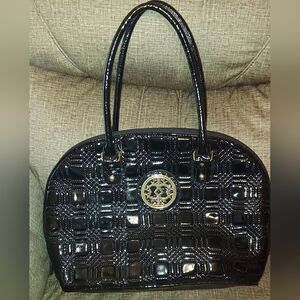 Chic Black Patent Leather Shoulder Bag